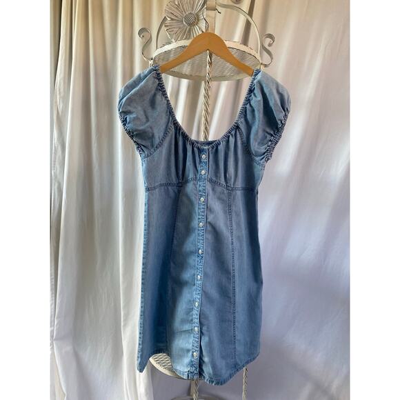 Madewell Dress Denim Margie Button Front Sweetheart Neckline Size 2 - Picture 1 of 14